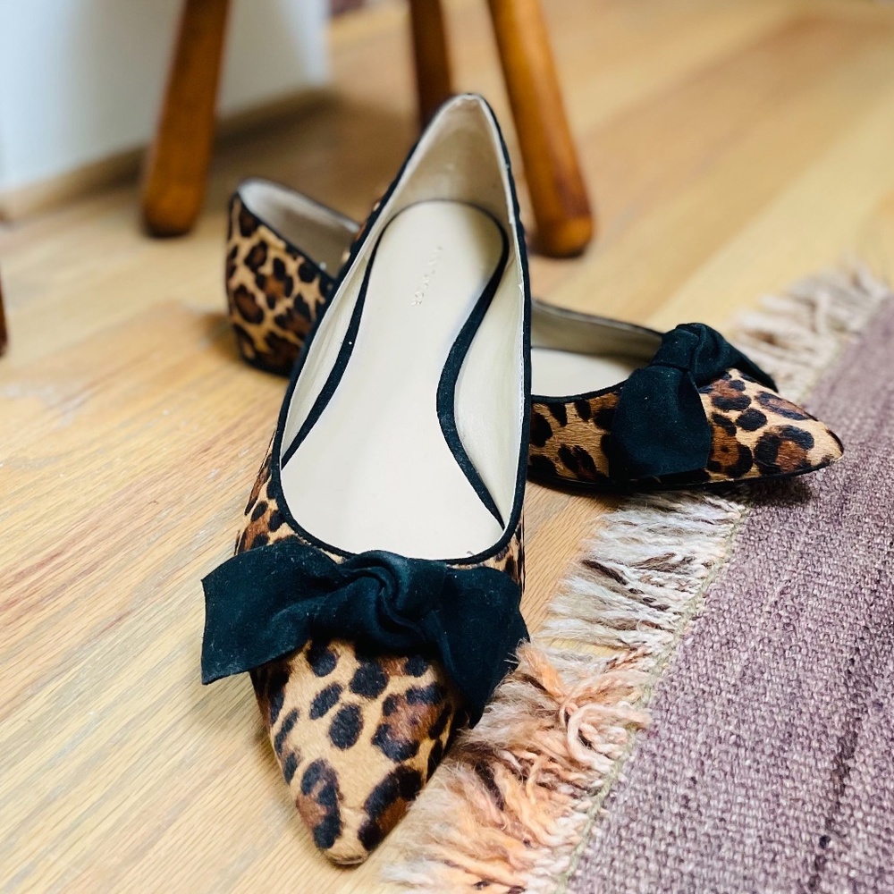 Camryn Leopard Print Haircalf Bow Flats